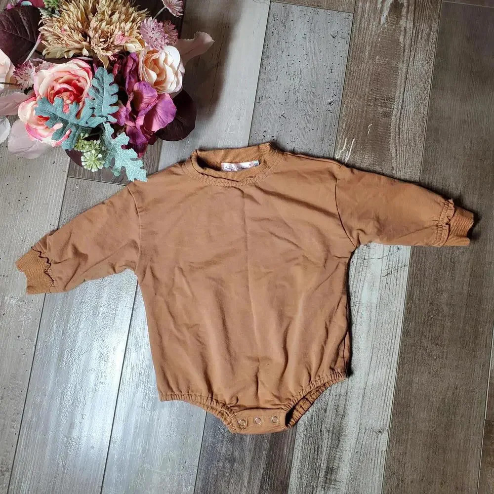 Colorful Childhood Baby Size 6-12m 100% Cotton Brown Espresso Baby Romper